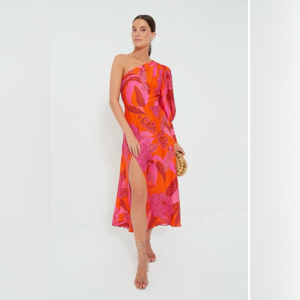 FARM RIO (WITH TAGS) Vibrant One-Shoulder Floral Dress